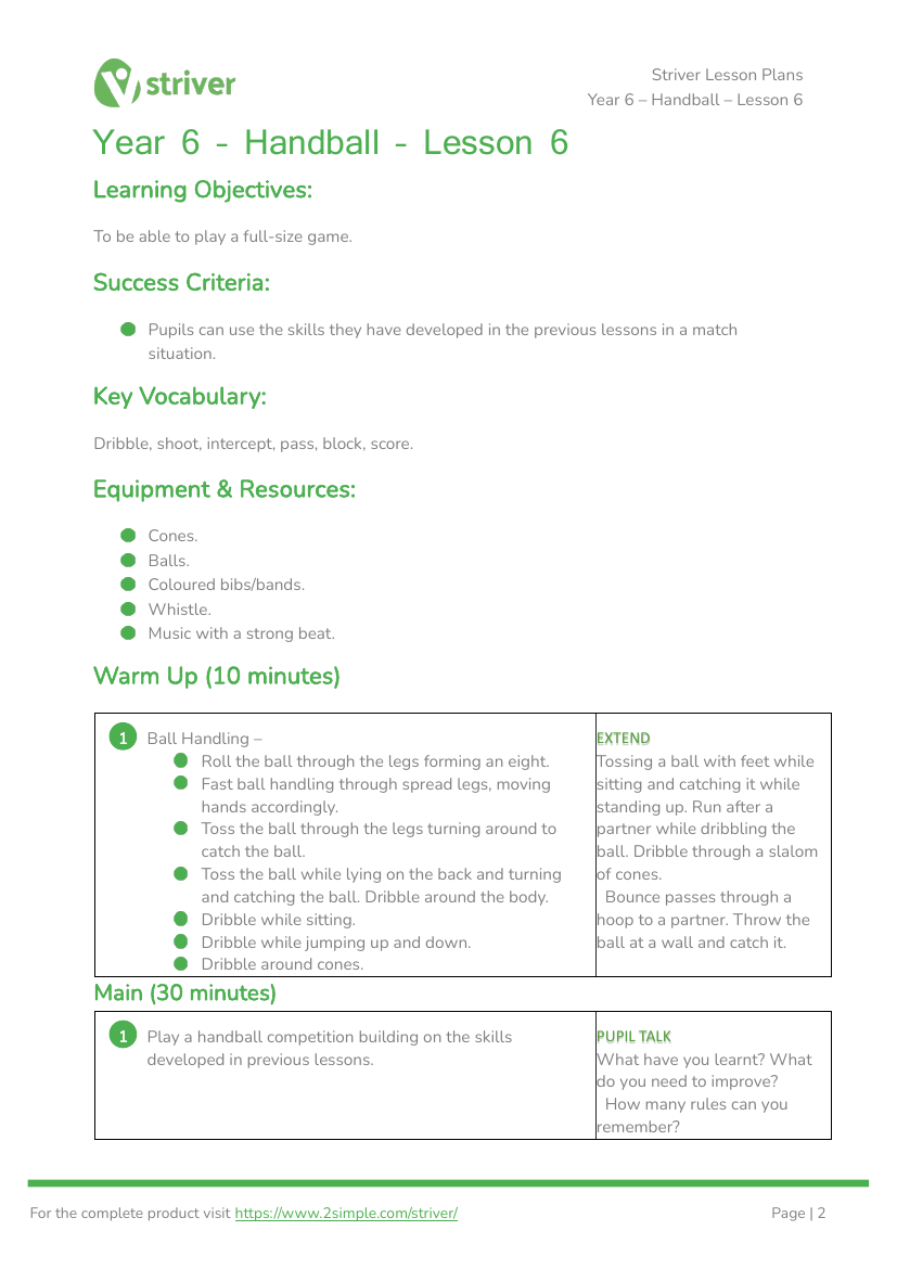 Handball - Lesson 6