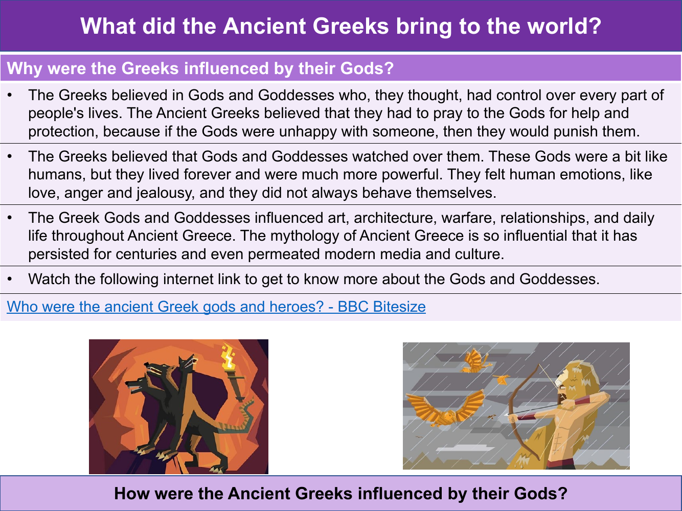 Ancient Greece and the Gods - Info sheet