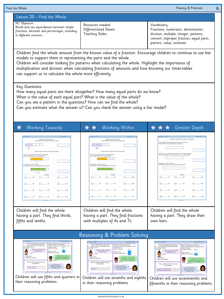 Fractions - Find the whole - Worksheet