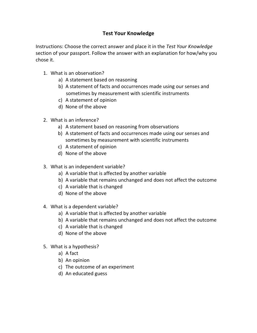 Scientific Investigation and Reasoning - Measurement