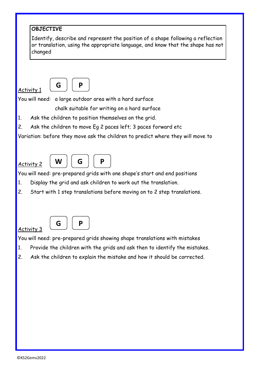 Reflections and translations worksheet