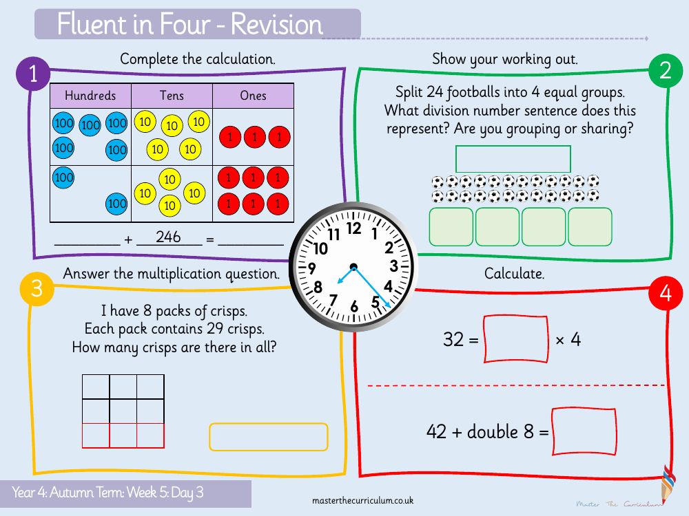 Addition and Subtraction - Adding four digit numbers (no exchange) - Starter