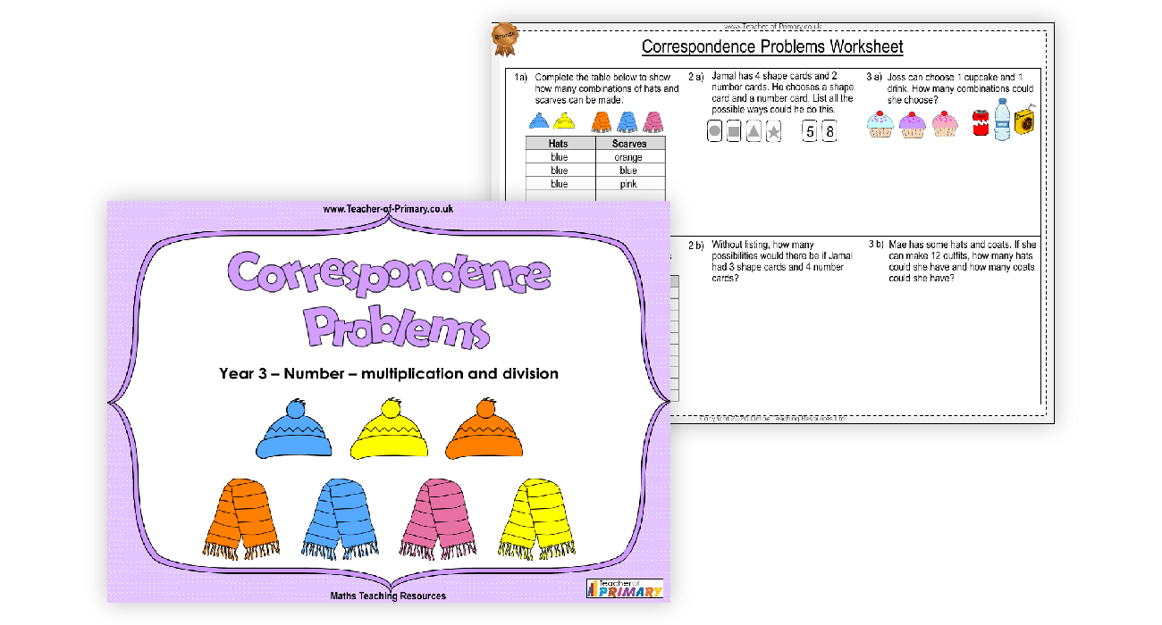 correspondence-problems-worksheet-maths-year-3