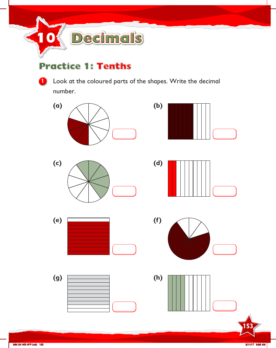 Max Maths, Year 4, Work Book, Tenths