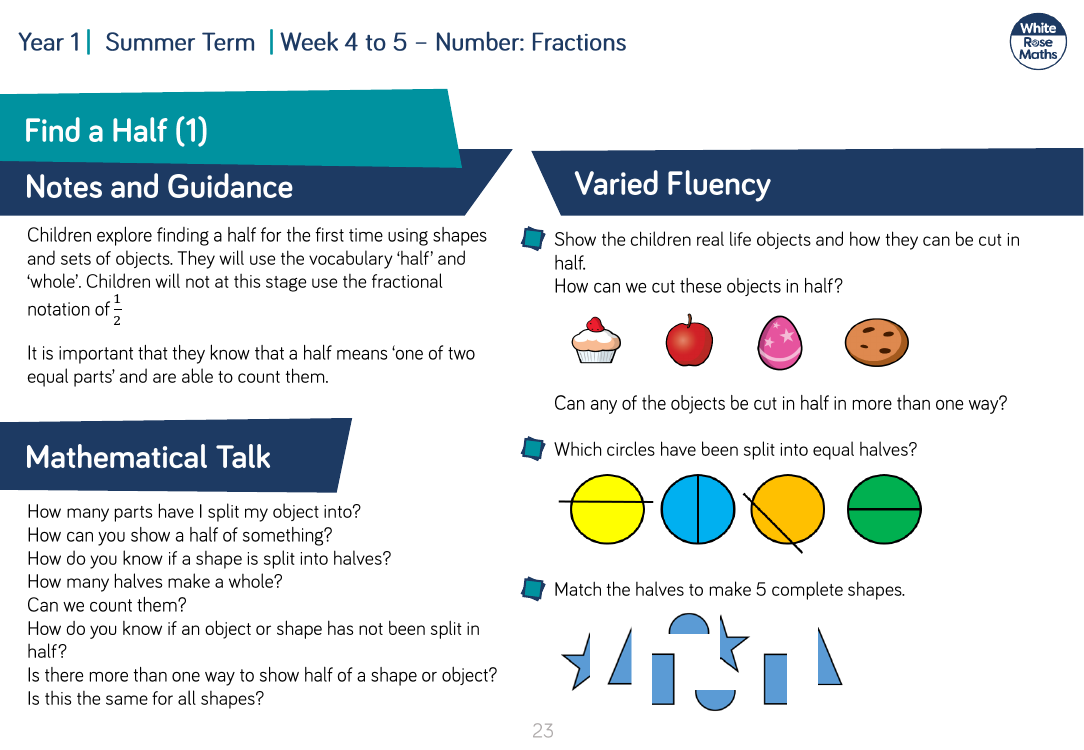 Find a Half (1): Varied Fluency