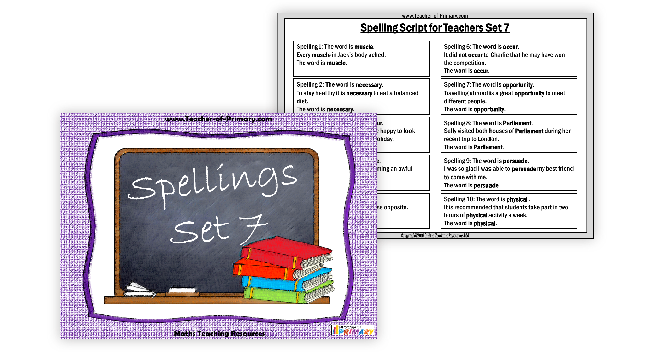 Spellings Set 7 Worksheet English Year 3