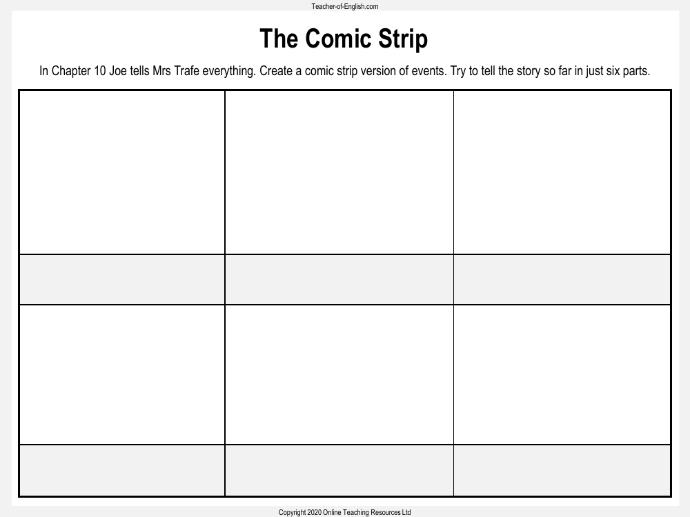 Billionaire Boy - Lesson 5 - The Comic Strip Worksheet