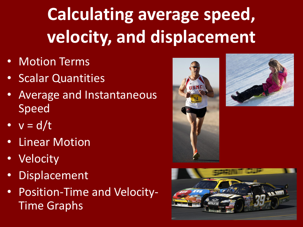 Calculating Average Speed, Velocity, and Displacement - Student ...