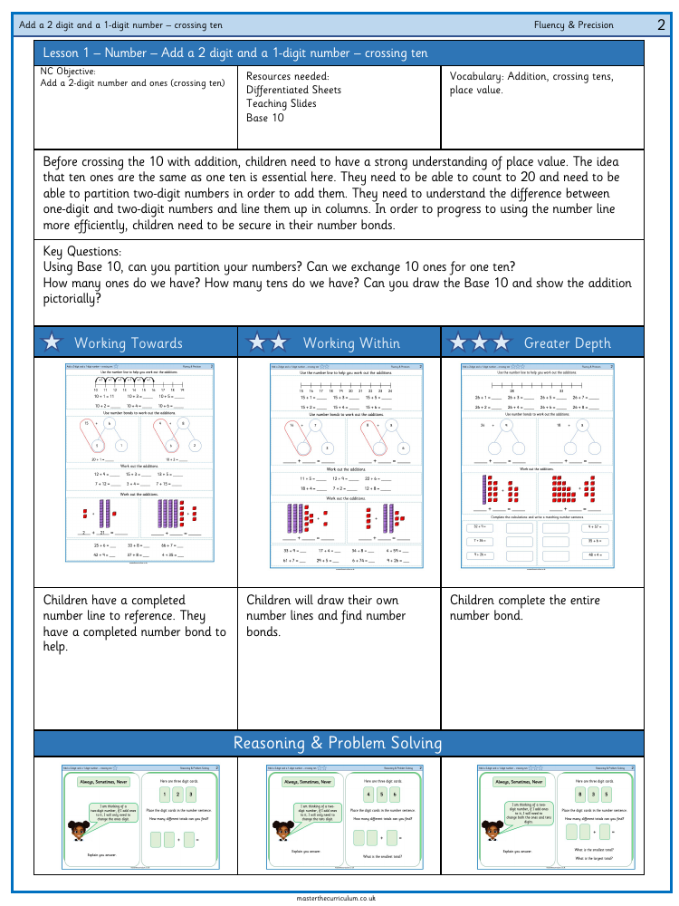 Addition and subtraction - Add two-digit and one-digit numbers 2 - Worksheet