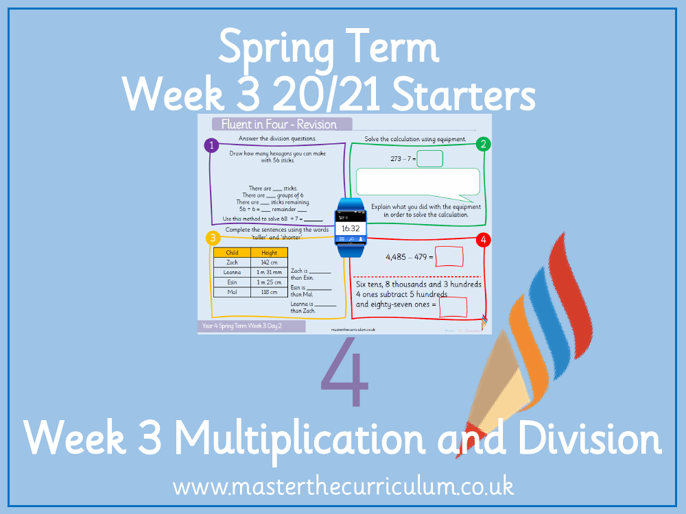 Multiplication and Division - Divide 2-digits by 1-digit (Remainders) - Starter