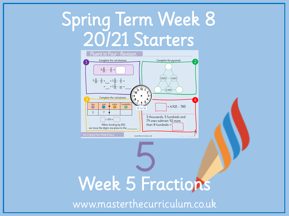 Fractions - Subtract Mixed Numbers – Flexible Partitioning (Breaking the whole) - Starter