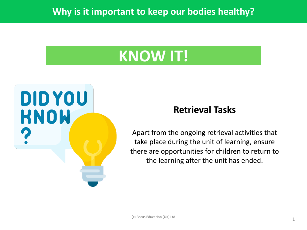 Know it! - Being Healthy - Year 2