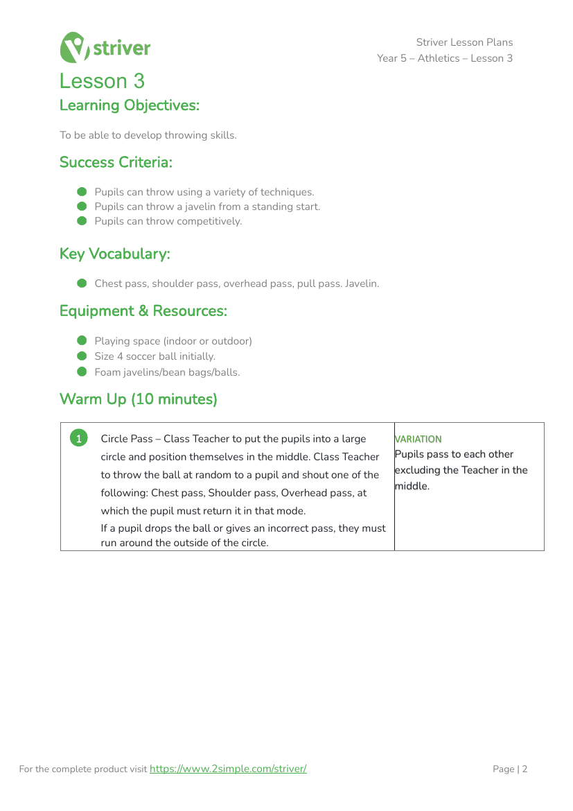 Athletics - Lesson 3