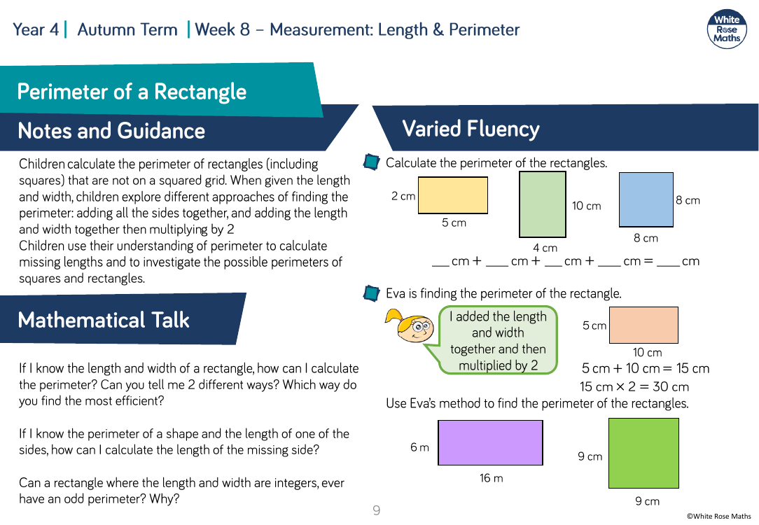 Perimeter Of A Rectangle Varied Fluency Maths Year 4 4843