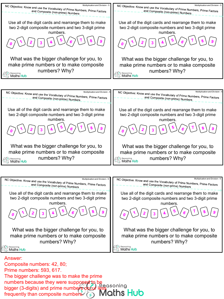 Prime Numbers, Prime Factors and Composite Numbers 4 - Reasoning