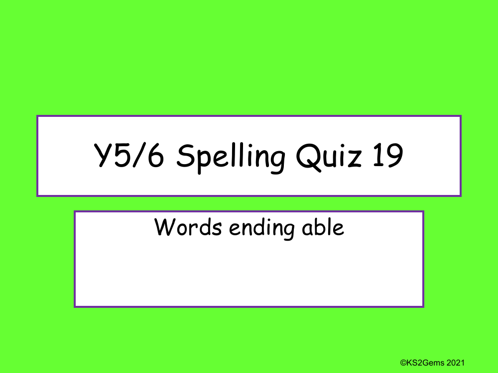 Words Ending in 'able' Quiz