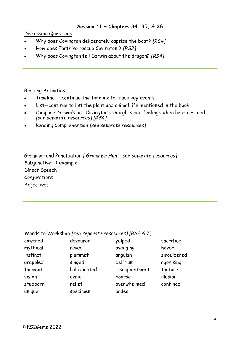 Darwin's Dragons - Session 11 - Chapters 34 - 36 - Worksheet