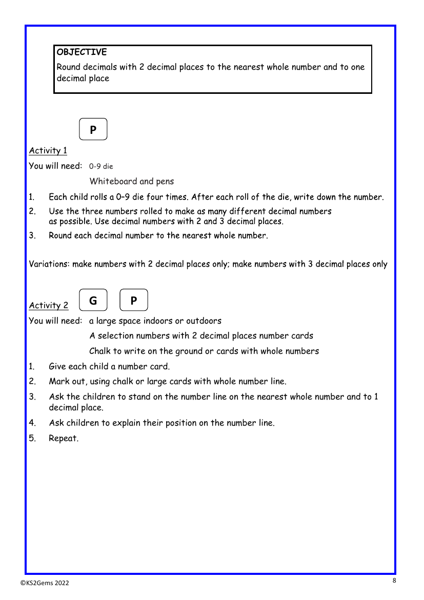 Rounding to 1dp and 2dp worksheet