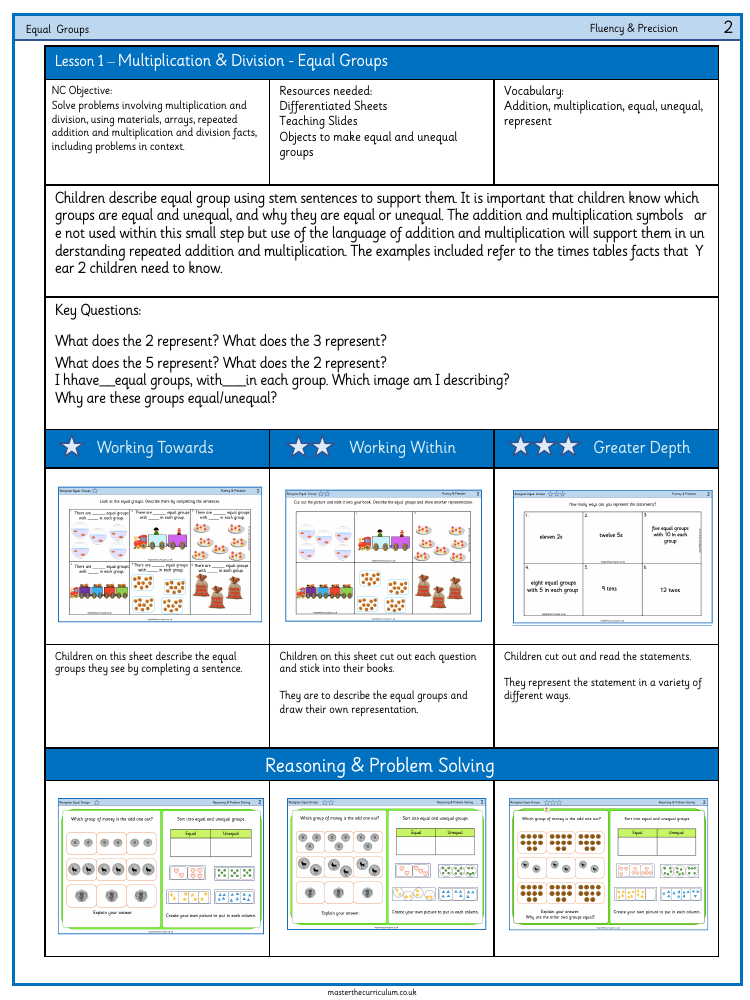 Multiplication and division - Recognise equal groups - Worksheet