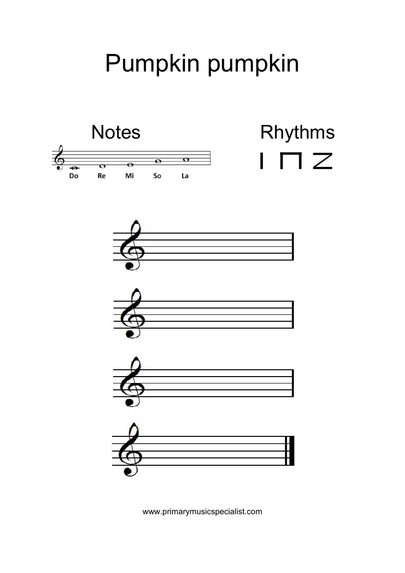 Pitch Year 3 - Pumpkin stave notation note names