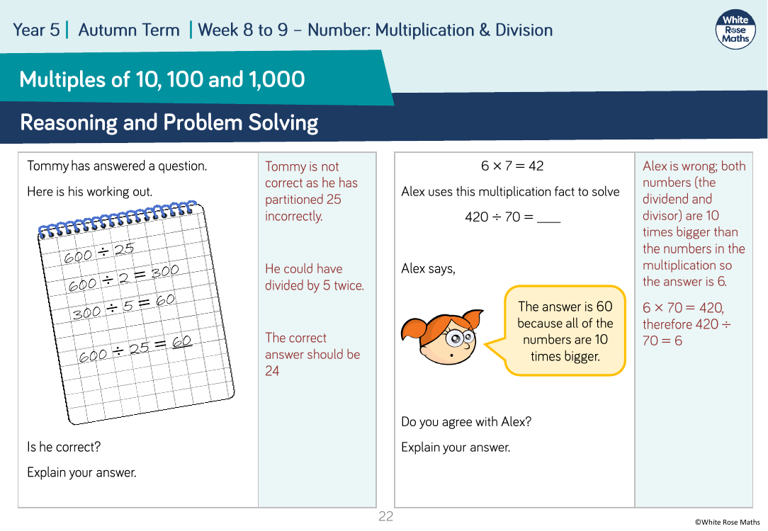 Multiples of 10, 100 and 1,000: Reasoning and Problem Solving