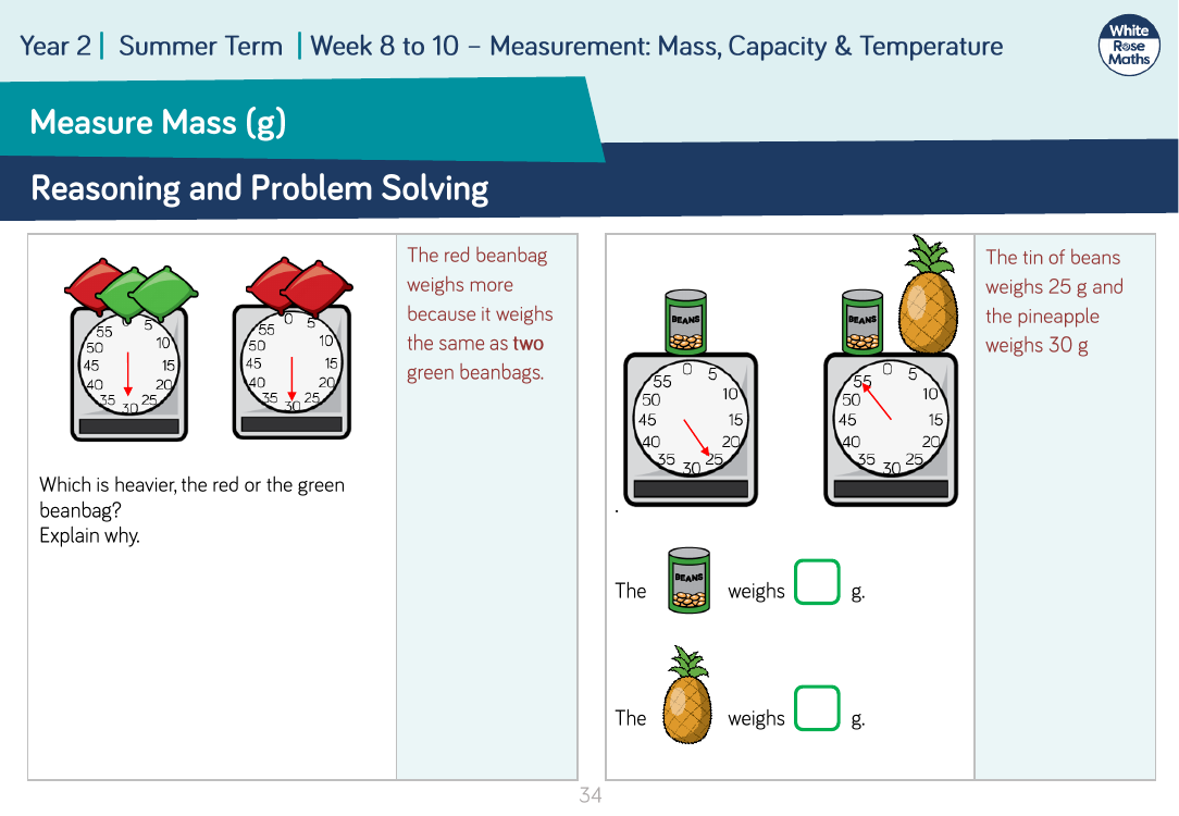 Measure Mass (g): Reasoning and Problem Solving