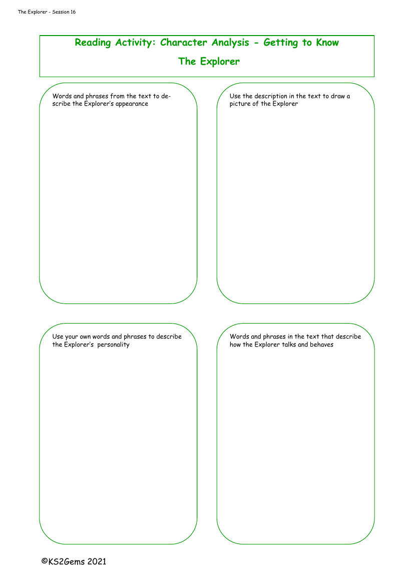 The Explorer - Session 16 - Character Analysis The Explorer