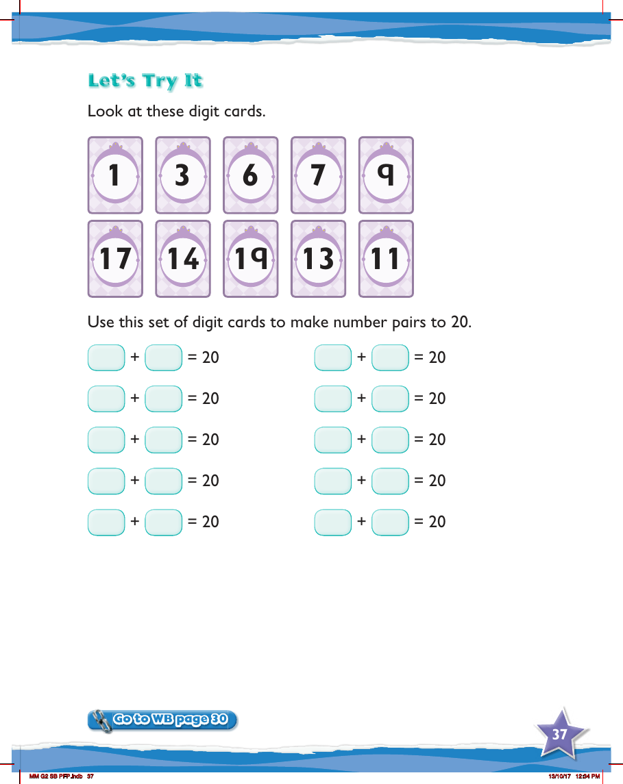 Max Maths, Year 2, Try it, Addition pairs to 10 and 20