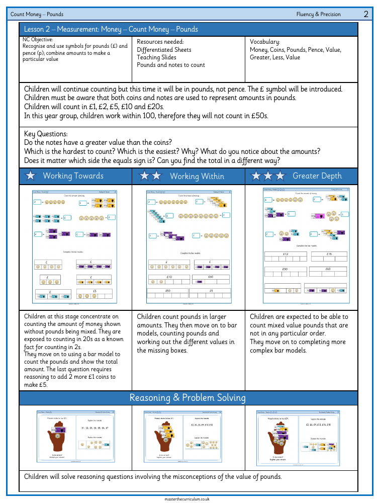 Money - Count money pounds - Worksheet