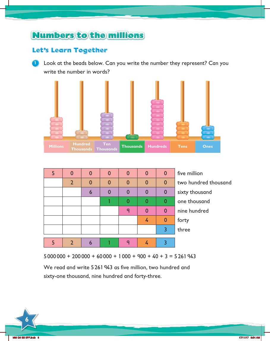 Max Maths, Year 6, Learn together, Numbers to the millions (1)