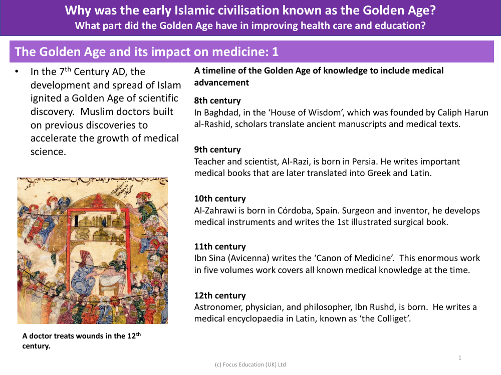 The Golden Age and its impact on medicine - Info Pack - Year 5 | Pango