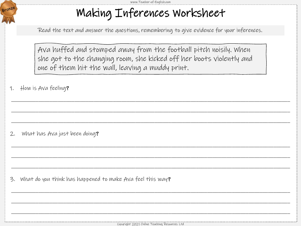 The Demon Headmaster - Lesson 3 - Making Inferences Worksheets