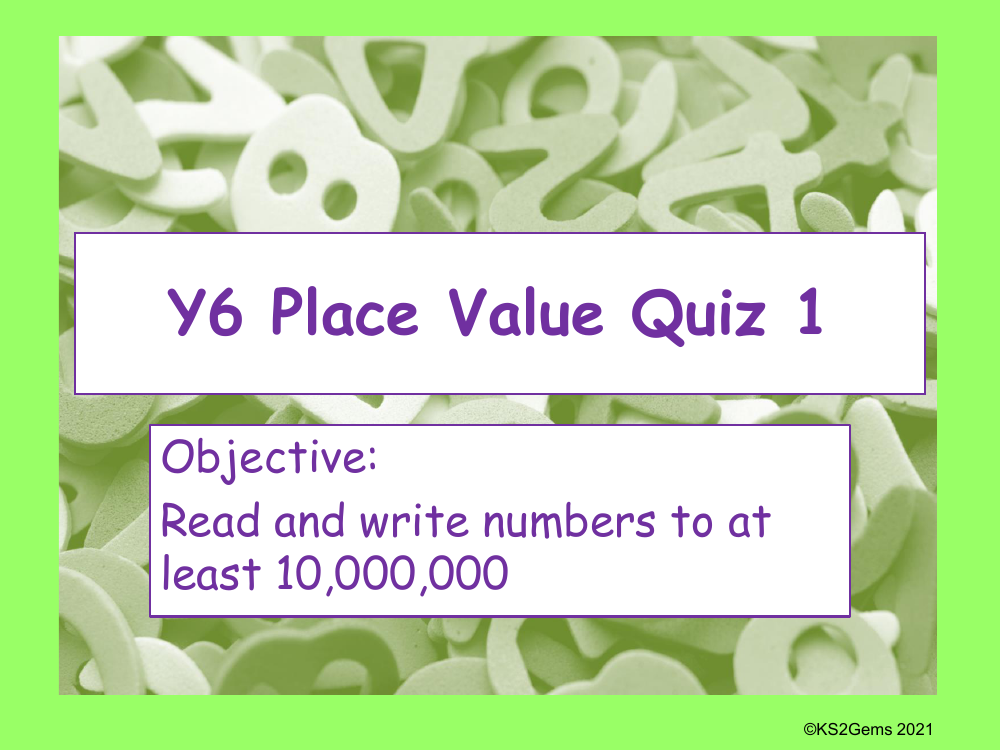 Numbers to 10,000,000 Quiz