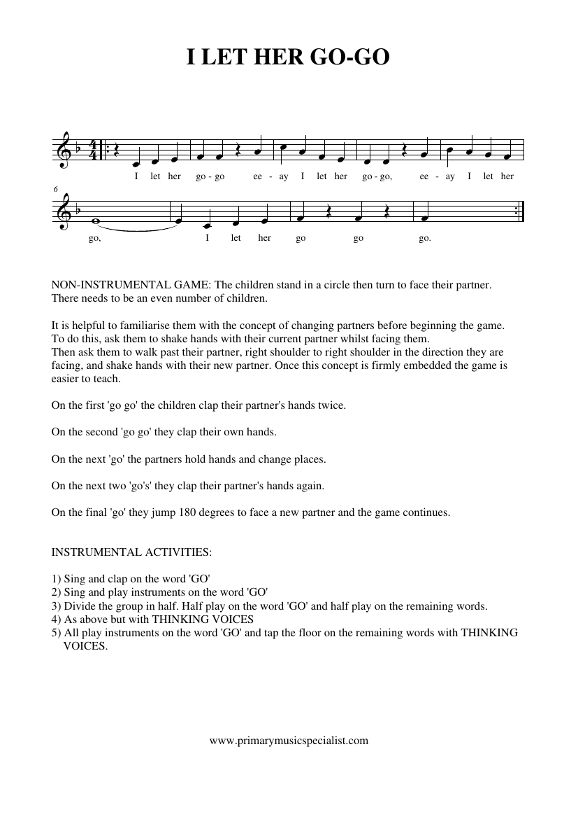 Instrumental Year 5 Notations - I let her go go instrumental