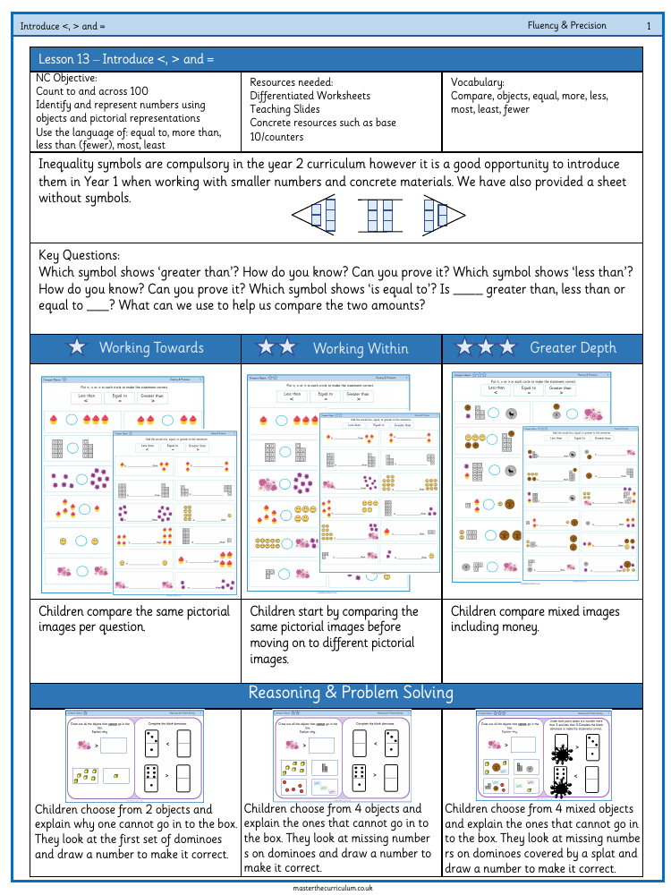 Place value within 10 - Introducing symbols - Worksheet