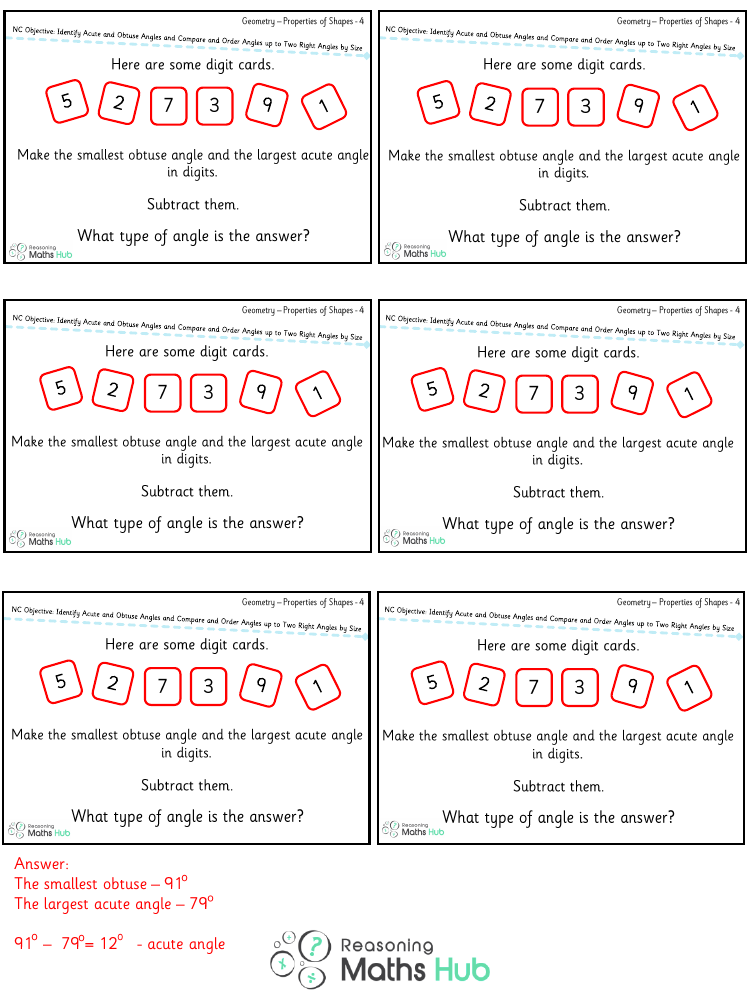 Identify acute and obtuse angles and compare and order angles up