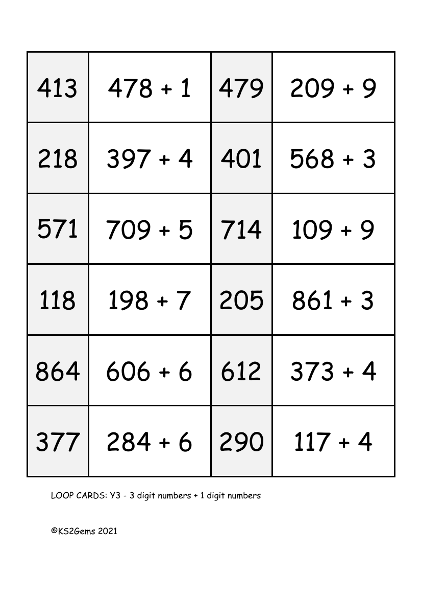 Loop Card Game - Add 1 digit