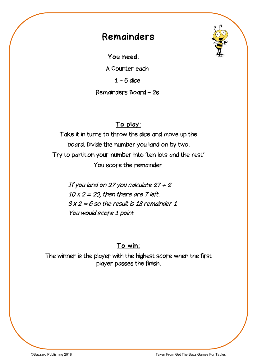 2 Times Tables -  Remainders