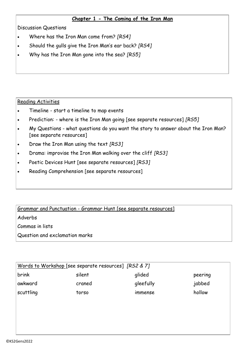 The Iron Man - Chapter 1 - Worksheet