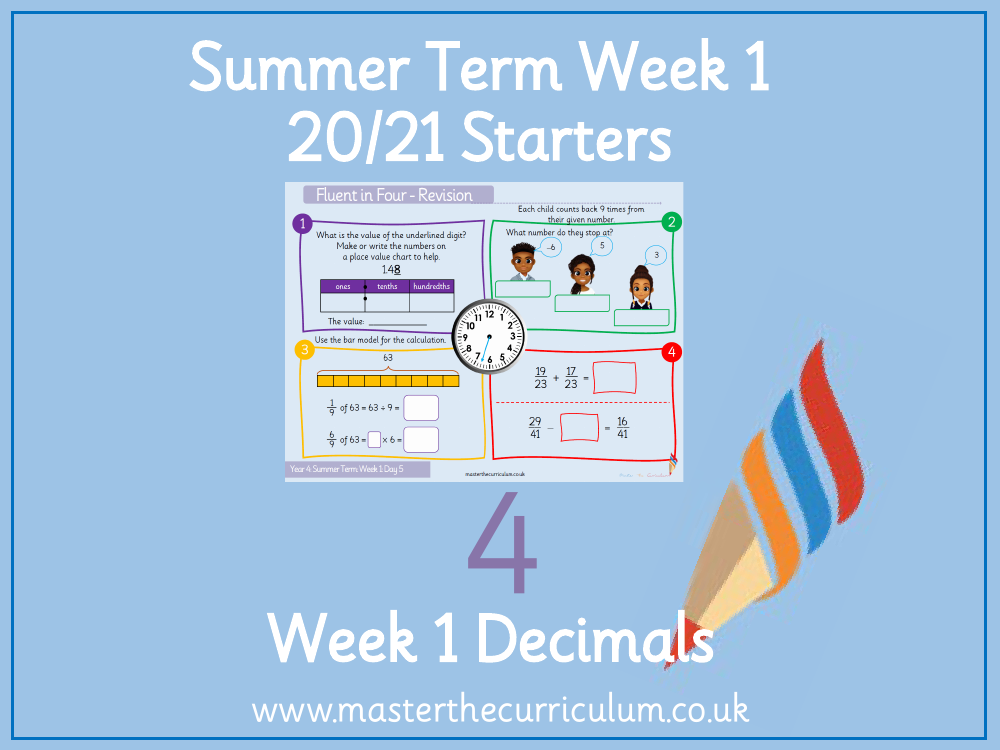 Decimals - Bonds to 10 and 100 - Starter