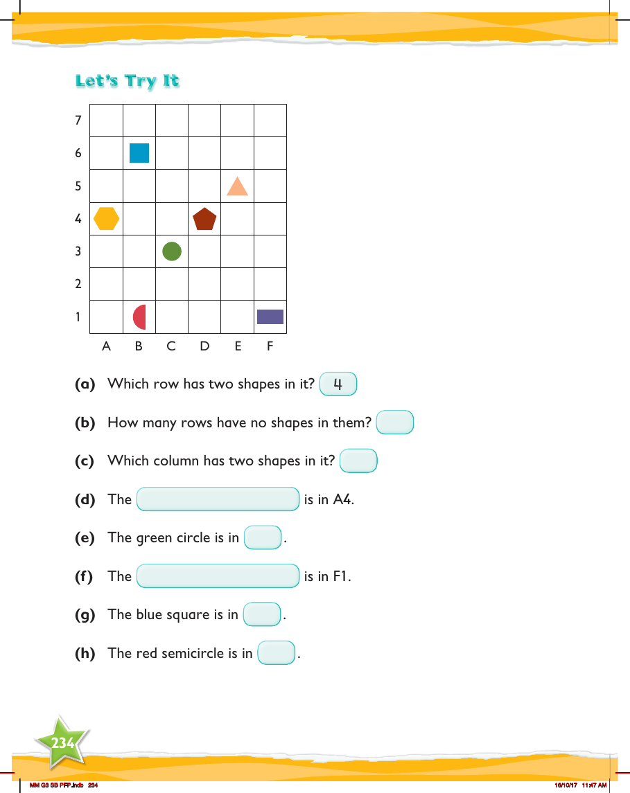 Max Maths, Year 3, Try it, Finding and describing position