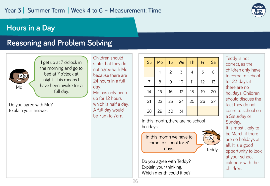 Hours in a Day: Reasoning and Problem Solving