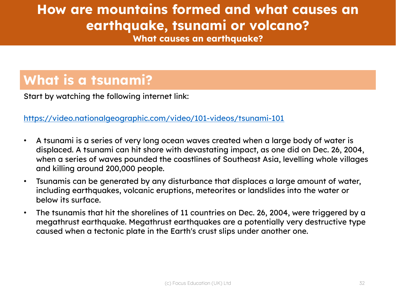 Tsunami - Info sheet