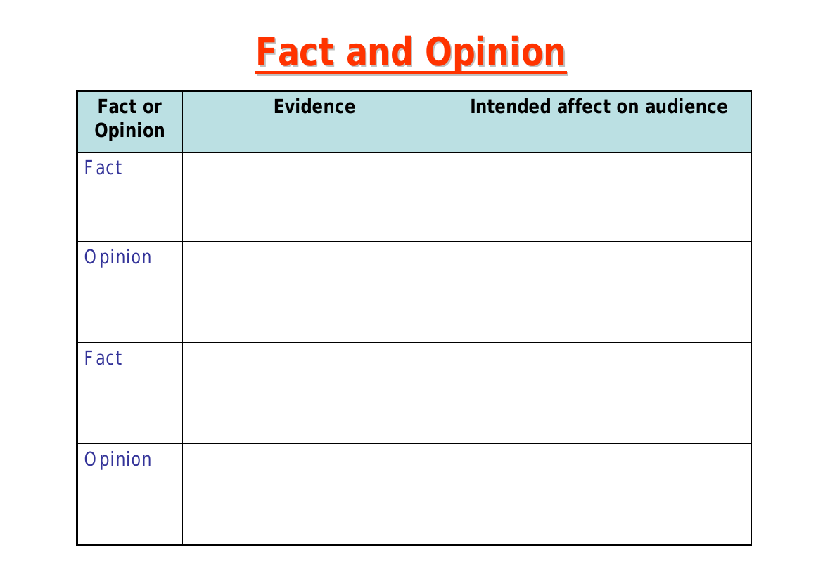 Writing to Persuade - Lesson 4 - Fact and Opinion Worksheet