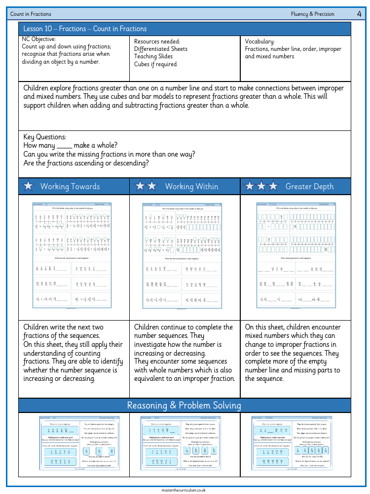 Fractions - Count in fractions - Worksheet