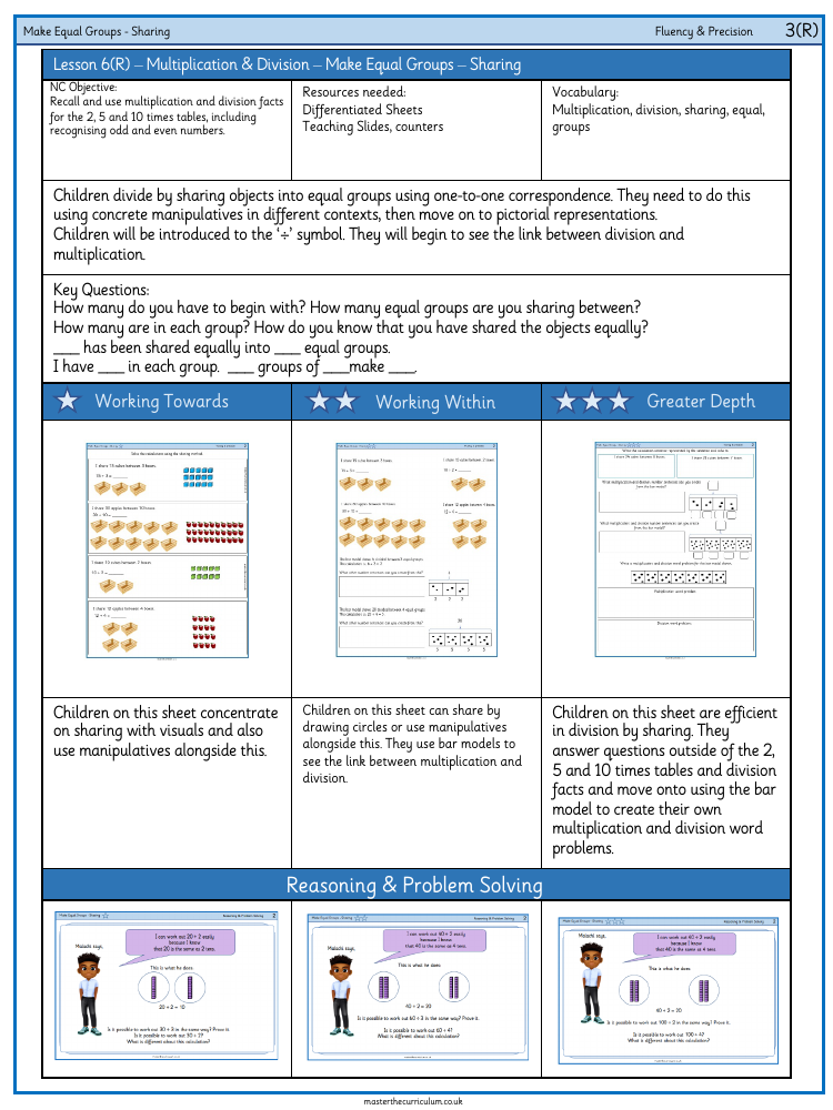 Multiplication and division - Make equal groups sharing - Worksheet