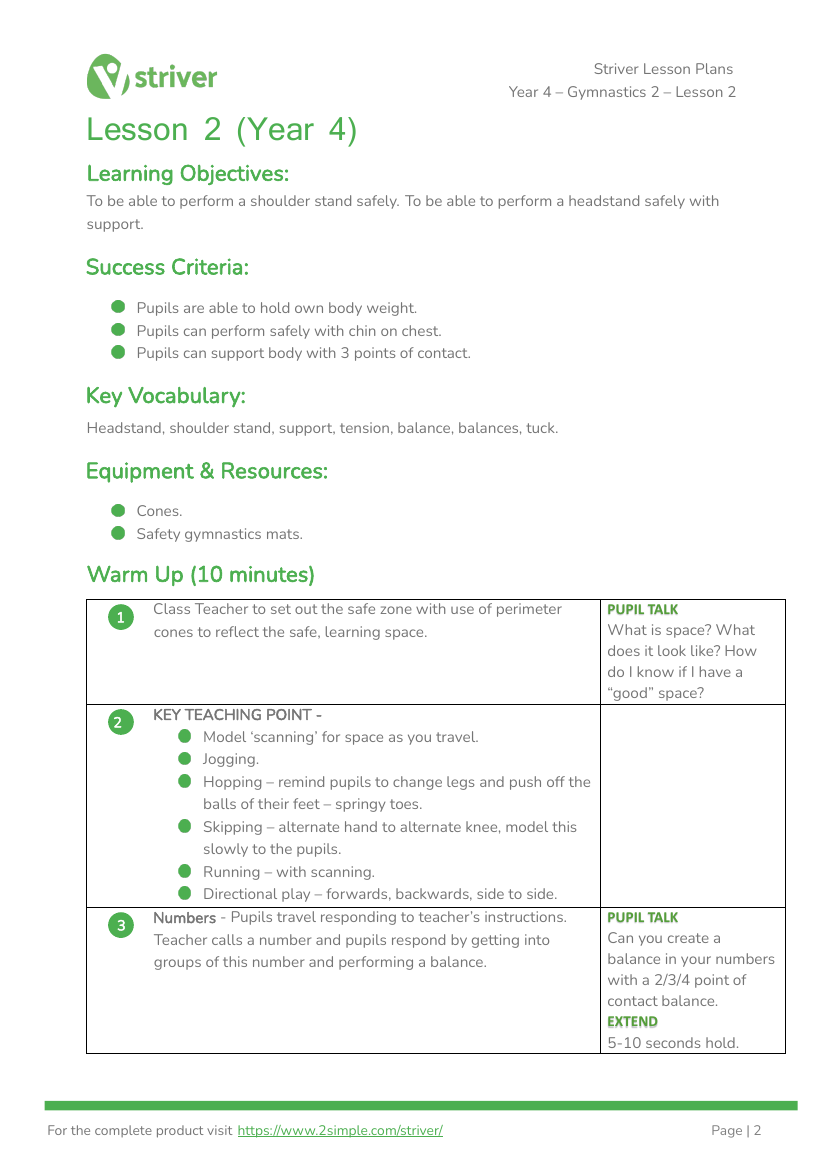 Gymnastics 2 - Lesson 2