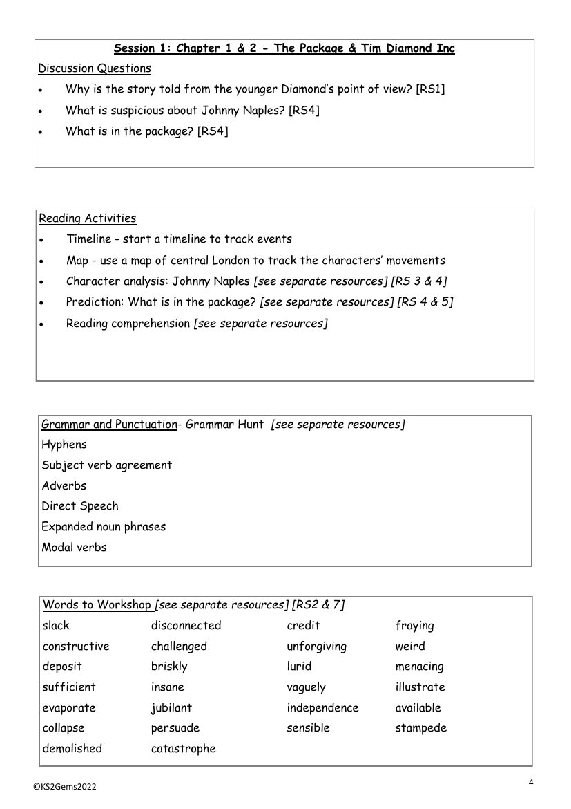 The Falcon's Malteser - Session 1 - Chapter 1 & 2 - Worksheet