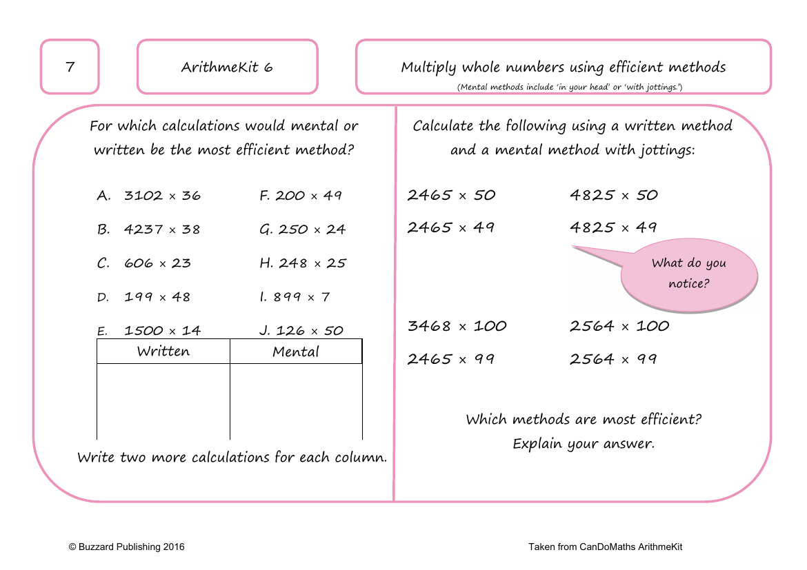 Multiply whole numbers using efficient methods