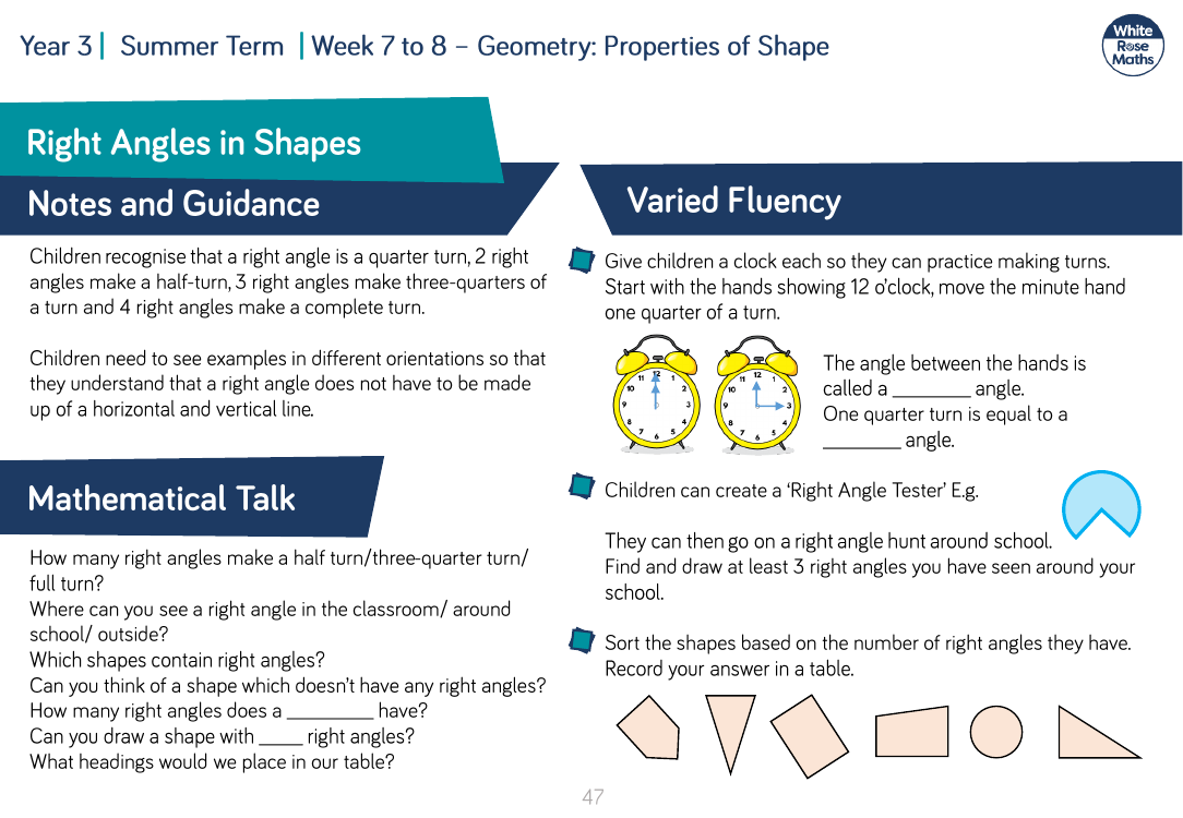 Right Angles in Shapes: Varied Fluency